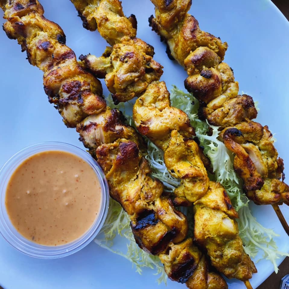 Our Chicken Satays are a great appetizer for our carnivorous #glutenfree diners! They are seasoned to perfection with an almond Thai sauce on the side! #kwawesome #explorewr #waterlooregion #uptownwaterloo #foodie