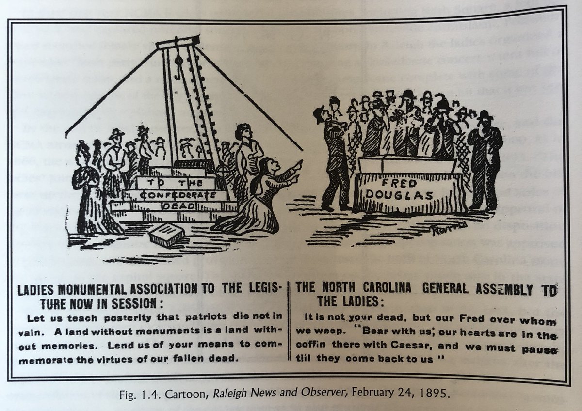 The newspaper linked the honoring of Douglass with the denial of funds for the monument with a editorial cartoon. The ladies plead to commemorate “the virtues of our fallen dead”; the legislators respond “it is not your dead, but our Fred over whom we weep.”