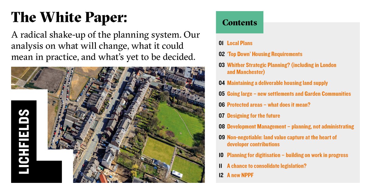 The White Paper #PlanningfortheFuture proposes some very significant changes to the #planningsystem.

@LichfieldsTT's provide an initial topic-based exploration of some of the questions posed by the White Paper and a look at possible implications. 

lichfields.uk/grow-renew-pro…
