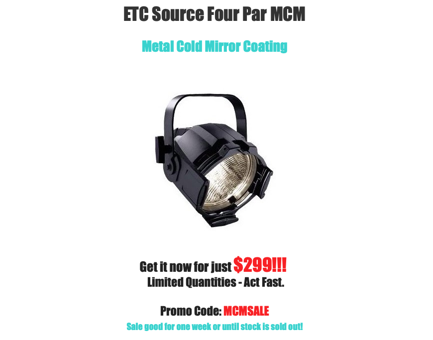 LouieLumen's tweet photo. 📣📣Click the link below to get the ETC Source Four Par MCM for just $299!!! But act fast, we have limited quantity. 

Promo Code: MCMSALE

Link: https://t.co/f3ExUS8JVr https://t.co/kl5ZgY7pPL