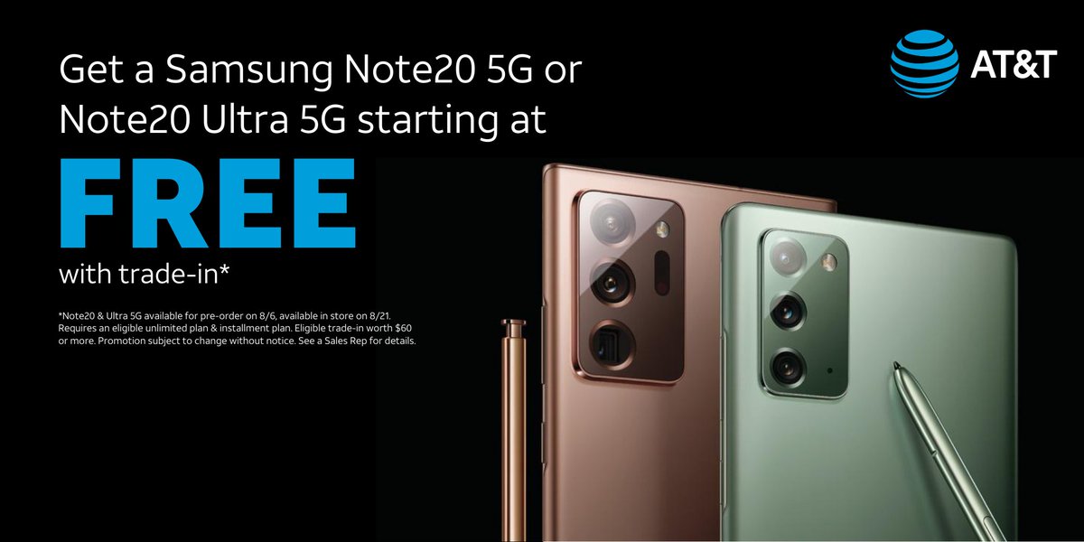 For a limited time, new and existing customers can get a FREE Samsung Note20 5G or Note20 Ultra 5G with an eligible trade-in! Visit our AT&amp;T Store today at 5621 Carolina Beach Rd, Unit B Wilmington, NC 28412 to speak with a Sales Rep.