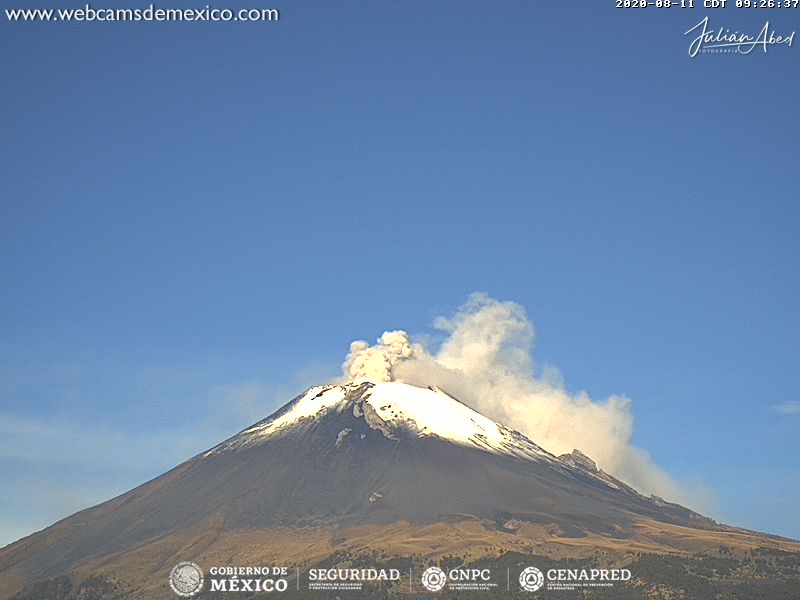 SkyAlertMx's tweet photo. Desde las 8:53 h, el #Popocatépetl registra débil emisión de ceniza dispersándose hacia EdoMex - Morelos.

🚦amarillo fase 2.
🚷radio de seguridad de 12 km. https://t.co/7TiEAyOe5K