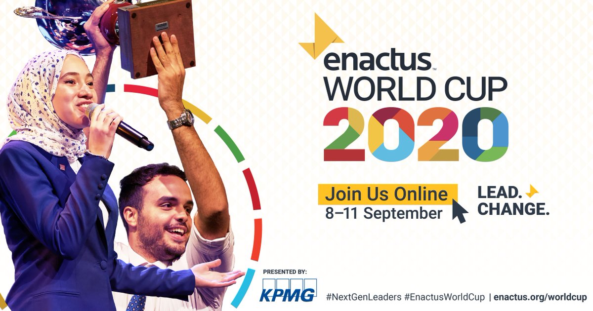 LEAD. CHANGE. Together. 8-11 September 2020. Check your inbox to be a part of the first-ever virtual #EnactusWorldCup. Click here to join the conversation, save yourself a seat, and do what’s needed now for People, Planet and Prosperity >>> enactus.org/worldcup #LeadChange