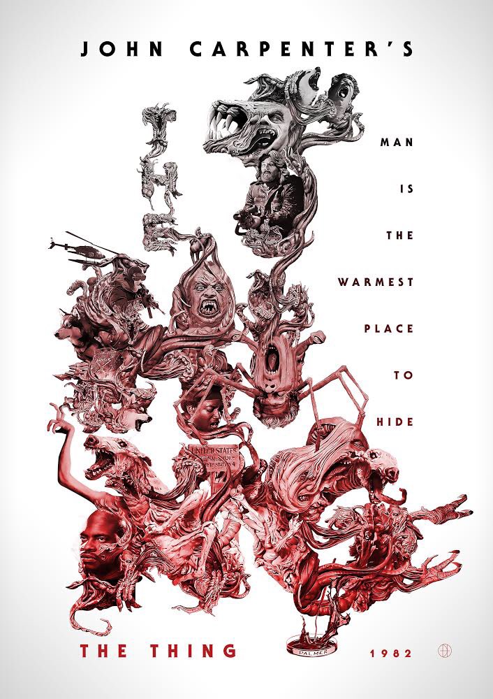 JoeyHiFi's tweet photo. Among my lockdown projects is this illustrated typographic poster for one of my favourite films: The Thing (1982). #TheThing #JohnCarpenter #BodyHorror https://t.co/PMg9sAge9i