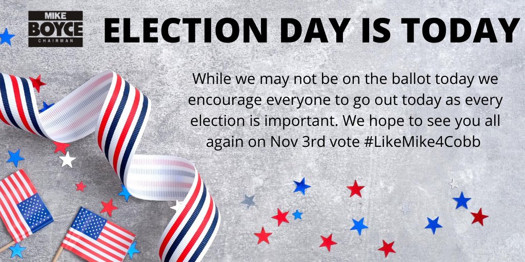 LikeMike4Cobb's tweet photo. Runoff election today, send us a picture of your election sticker! https://t.co/h0iSINTU8X