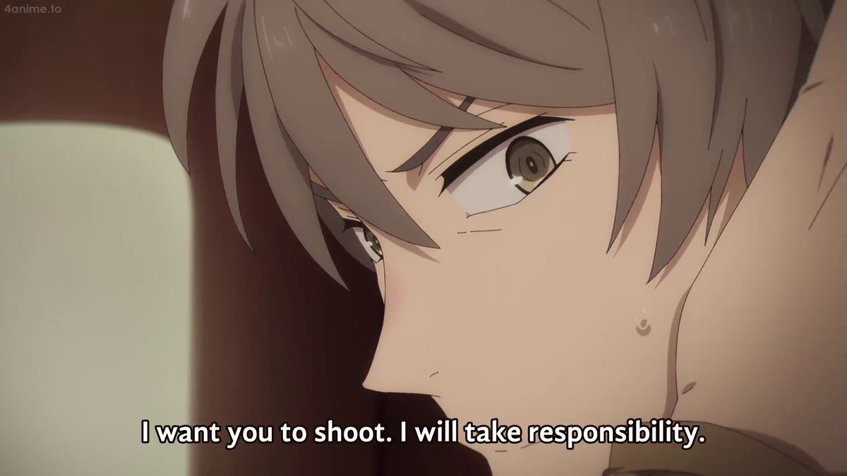 however, it's obviously not that easy. when takei gave him permission to shoot, like what happened from before, of course the fear that he'll hurt someone else again resurfaced. the quick flashback and his sudden change in aura? mood? makes it obvious that even if it+