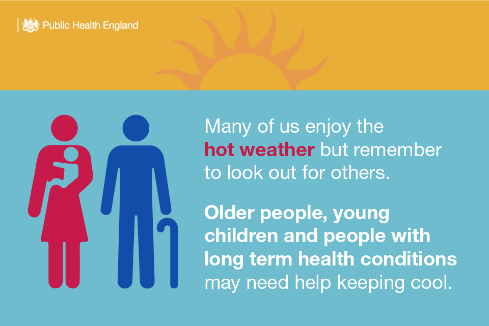 Look out for older people and others who are vulnerable in hot weather. Keep in touch over the phone or video call. If you need to visit in person, wash your hands regularly. Do not visit if you are unwell and make alternative arrangements for their care. #StayWellSussex