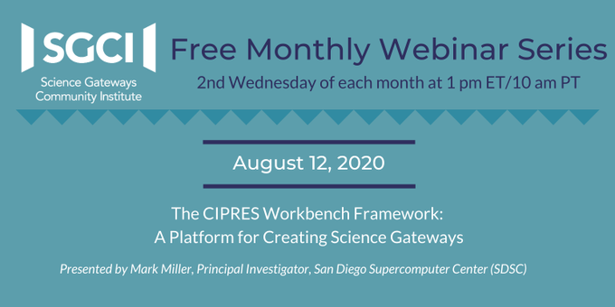 sciencegateways's tweet photo. Join us tomorrow for a webinar on The CIPRES Workbench Framework: A Platform for Creating Science Gateways - https://t.co/uNzAmdZVnB

@SDSC_UCSD https://t.co/Fdigaj6aX8