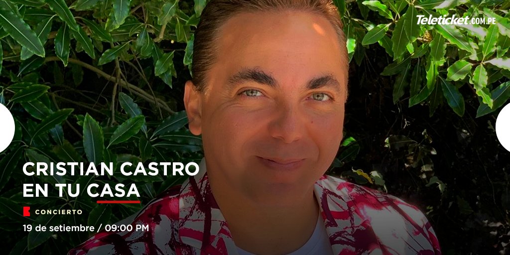 VeroCristian4's tweet photo. ✔#CristianCastroEnTuCasa 🎤🎶

Este 19 de septiembre, desde México, tienes una cita con el maestro @CristianCastro nos presentará sus grandes éxitos.

🎫 Consigue tu entrada aquí 👉 https://t.co/6qR01a53z3 @teleticketperu https://t.co/4MTVglLAcf