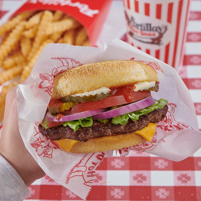 Tops on this list, Midwest chain, Portillo's, serves char-broiled burgers, Italian beef sandwiches, and an amazing chocolate cake and shakes