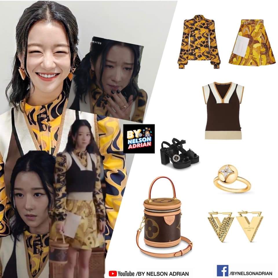 KMY clad in LOUIS VUITTONLV Long Sleeve Blouse -P177,923.54LV A-Line Warp Skirt -P146,897.73LV Wool Knit Top -P93,706.53LV Cannes Bag -P144,991.86LV Essential V Guilloche Earrings -P31,094.16LV B Blossom Ring -P187,467.90LV Madeleine Platform Sandals -P68,208.00ctto