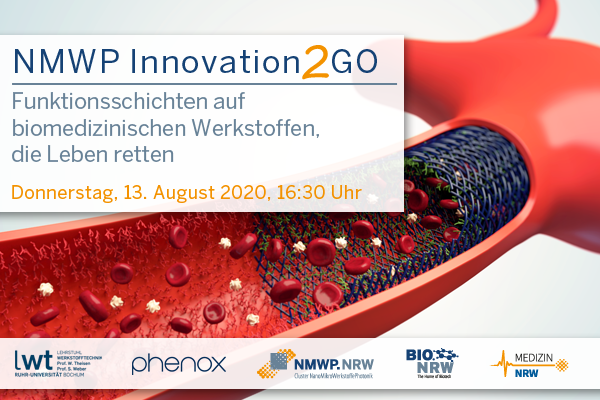 Reminder: 13.08.2020: #NMWPInnovation2GO #WebTalk „#Funktionsschichten auf #biomedizinischen #Werkstoffen – #Medizinprodukte, die Leben retten.“: #Neurovaskuläre #Schlaganfall #Therapie durch #Forschungskooperationen der <a href="/ruhrunibochum/">Ruhr-Universität Bochum</a> &amp; <a href="/phenox_neuro/">phenox</a>: nmwp.nrw.de/innovation2go