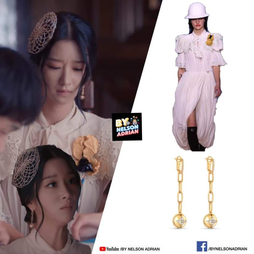 KMY in a Dress fr LOUIS VUITTON'S Spring Summer Ready to Wear 2020 Collection (Price unavailable)B Blossom Earrings, Yellow-gold, White Gold & Diamonds fr LV P408,028.00 NelsonAdrian #SeoYeJi  #KoMunYeongFashion