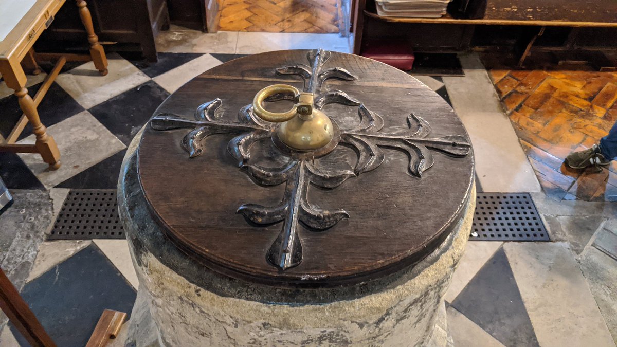 The font is interesting - it's said to be, at least in part, a repurposed Roman column, with later decoration. As holy water is supposed to return to the earth it has a drainage hole that runs down the centre and out under the church - unlike many others it's not become blocked.