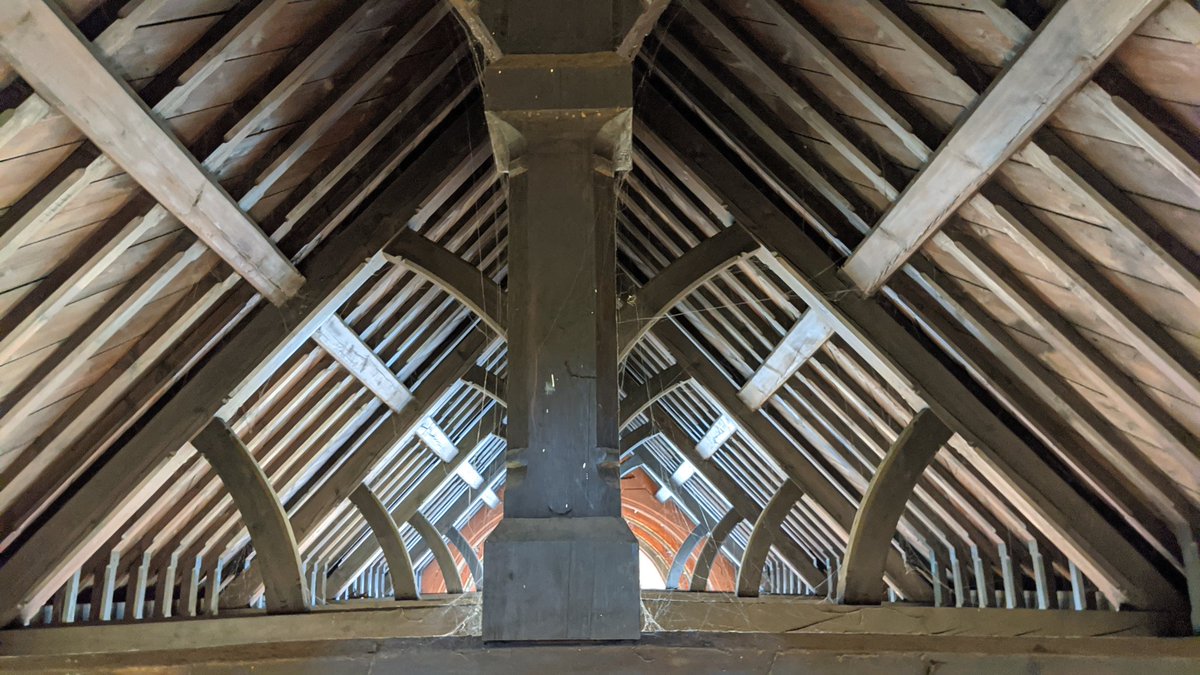 Up in the tower there's a little door, which opens out into the nave of the church, giving beautiful views out from just under the ceiling. (and beautiful views of the ceiling itself)