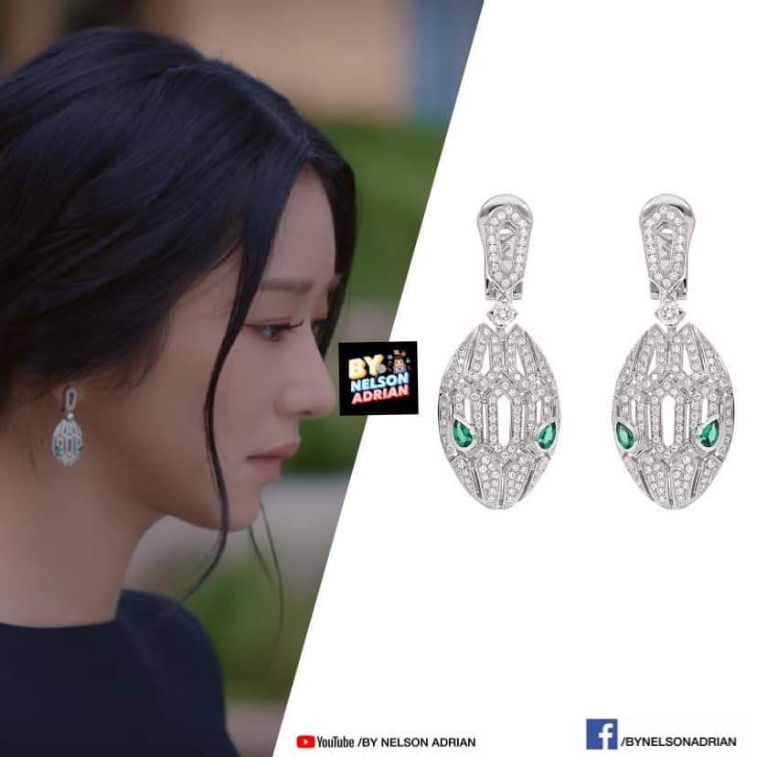 Ko Mun Yeong's Emerald White Gold Serpenti Earrings fr BVLGARI -P1,423,085.39  NelsonAdrian #ItsOkayToNotBeOkay #KoMunYeongFashion  #SeoYeJi