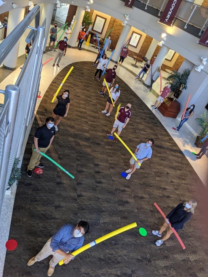 MSStateMBA's tweet photo. MBA students had their orientation last week! We had a great time getting to know one another, all while practicing #socialdistancing. If you are in need of pool noodles, please come see us in McCool 200! 🤣 #msstatemba 

Stay tuned for more orientation memories! 😁🐾 https://t.co/SuOkRp3ckj