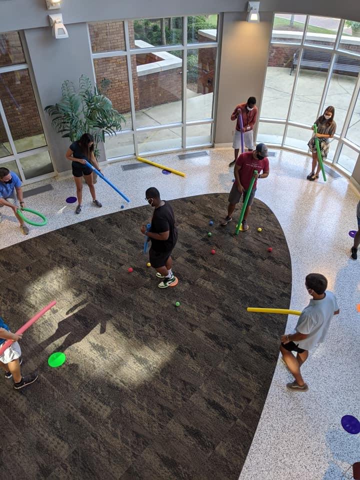 MSStateMBA's tweet photo. MBA students had their orientation last week! We had a great time getting to know one another, all while practicing #socialdistancing. If you are in need of pool noodles, please come see us in McCool 200! 🤣 #msstatemba 

Stay tuned for more orientation memories! 😁🐾 https://t.co/SuOkRp3ckj