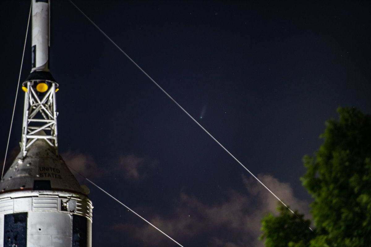 NASAJohnson's tweet photo. Did you catch the comet? ☄️

Last month, our photographers captured Comet NEOWISE soaring over Rocket Park. There's another great light show in the stars this week: Look up for the annual Perseid meteor shower, peaking August 12! Learn more: https://t.co/tIe5obpDZg https://t.co/5vDM5Co0eU