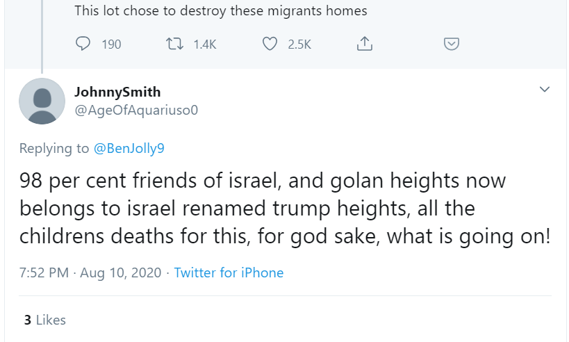 And then there's the antisemitism among the replies. Apparently only Jewish money would make anyone do something as evil as vote for bombing ISIS.