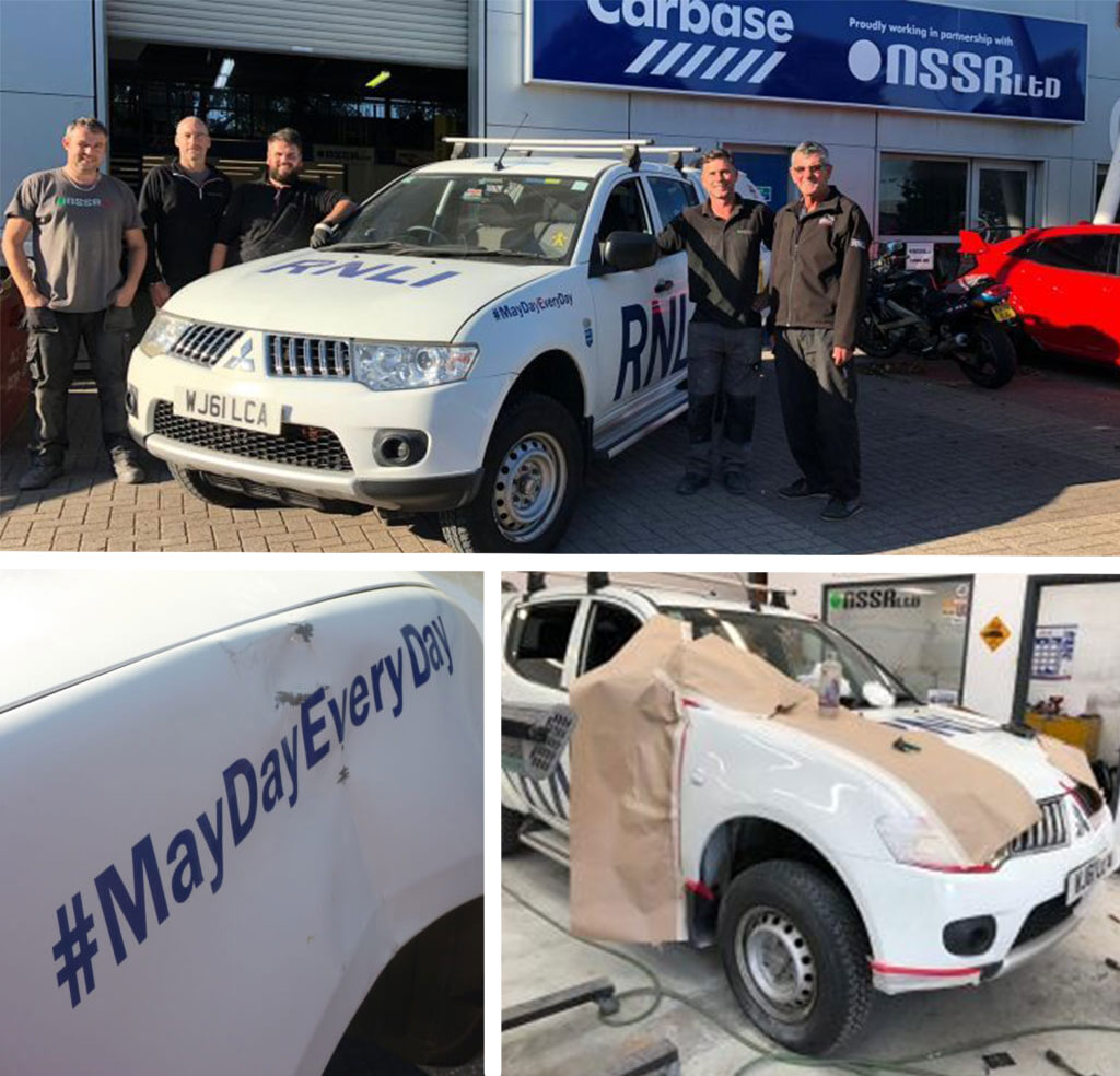 CarbaseUK's tweet photo. Our local RNLI team suffered vandalism to their crew transport truck recently. Neil Shailer, from our close partner NSSR, saw their plight and stepped up to offer his services to repair the damage free of charge! #thoughtfultuesday #drivingdifference 🙌💙 https://t.co/p3tkGwYtco