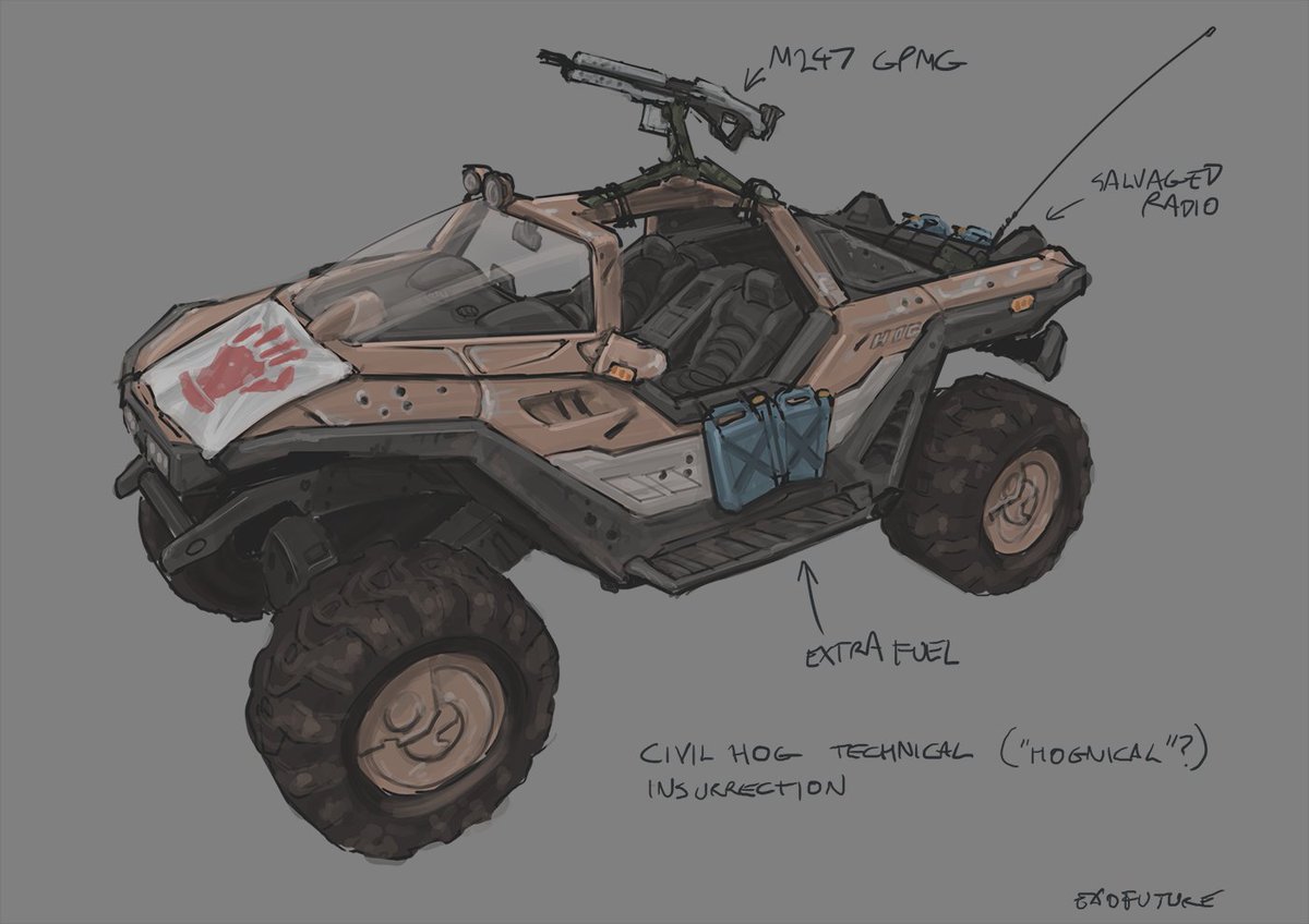 ChokepointG's tweet photo. So @JaceErrata liked Far Isle so much they've joined the team as a concept artist! Here's their first take on an Insurrectionist Warthog with some "improvised" features.
#ARMA3 #FarIsle #HaloSpotlight https://t.co/lY0w78KHSl