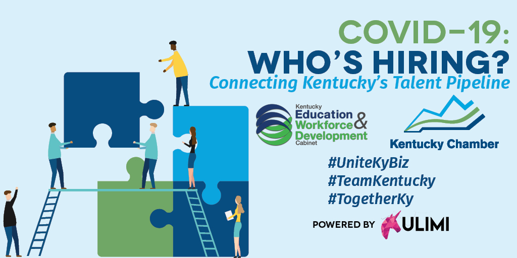 KyChamberFdn's tweet photo. Hey Heidi Hires, tell me Who’s Hiring in Kentucky! Check out our chatbot to help you search, navigate, &amp;apply to the 88,000 open positions in KY! Check out the latest report: https://t.co/oSjIdLJt2V. 
Powered by @UlimiDoes.
@KyEdWorkforce
  #UniteKyBiz #TeamKentucky #TogetherKY https://t.co/BiMdx9rgB8