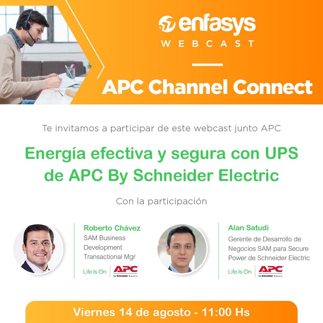 _silvinarocha's tweet photo. ¿Queres conocer más sobre Soluciones de Energía Efectiva? Te esperamos con #APC by Schneider Electric el viernes 14 a las 11.00 hs Argentina - Evento Online
Registrate en este link https://t.co/URJmaeLtg7

 #energia #ups #mercadoit #sectorit #canalit #APC
@APCbySchneider @Enfasys https://t.co/feVLZtSLrH