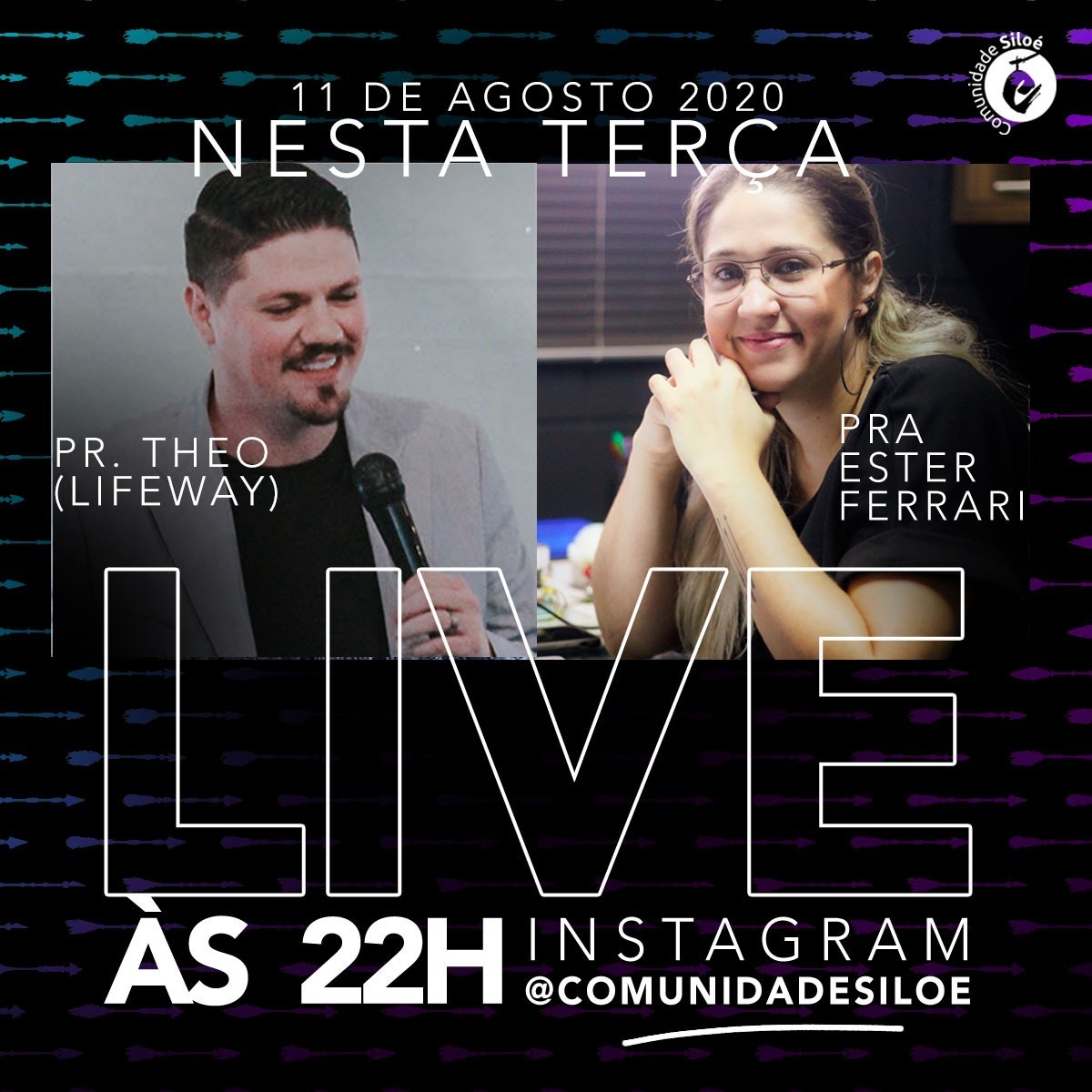 comsiloeoficial's tweet photo. Hoje às 22h teremos LIVE com a Pra Ester Ferrari conversando com a  Pr Theo da igreja Lifeway. Não perca!
Acompanhe e mandem perguntas: https://t.co/xRQdy1JG3q https://t.co/ZN8Q0UVgGf