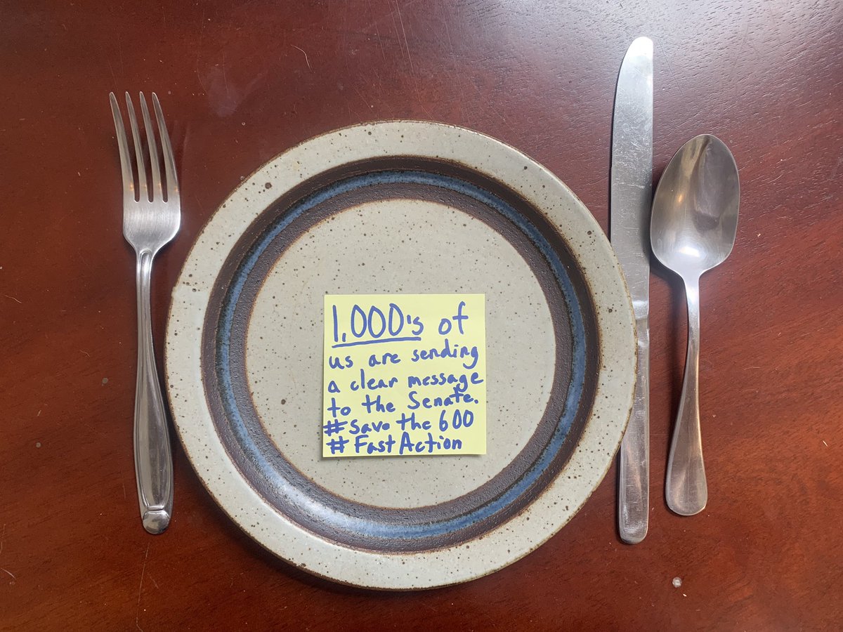 Today 1000’s of us are fasting in solidarity with actions at Senate offices - @senthomtillis, @johncornyn, @SenatorLoeffler, @senmcsallyaz, @SenBillCassidy - Don’t let families starve!!!! #Savethe600 #FastAction