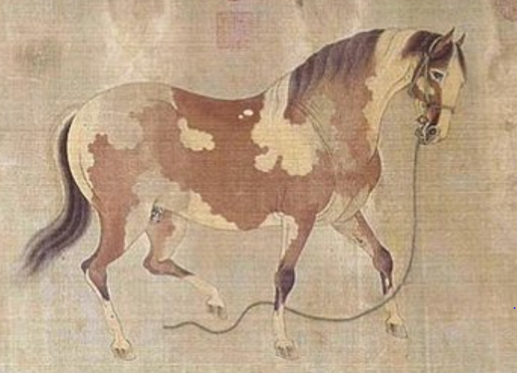So turning to the horses, the imagery is very clear. The painting, from 1280, postdates the conquest of China which was completed in 1279. The horse of today - broken, emaciated, fatigued, bridled - looks mournfully at the free, healthy, proud horse of yesterday.
