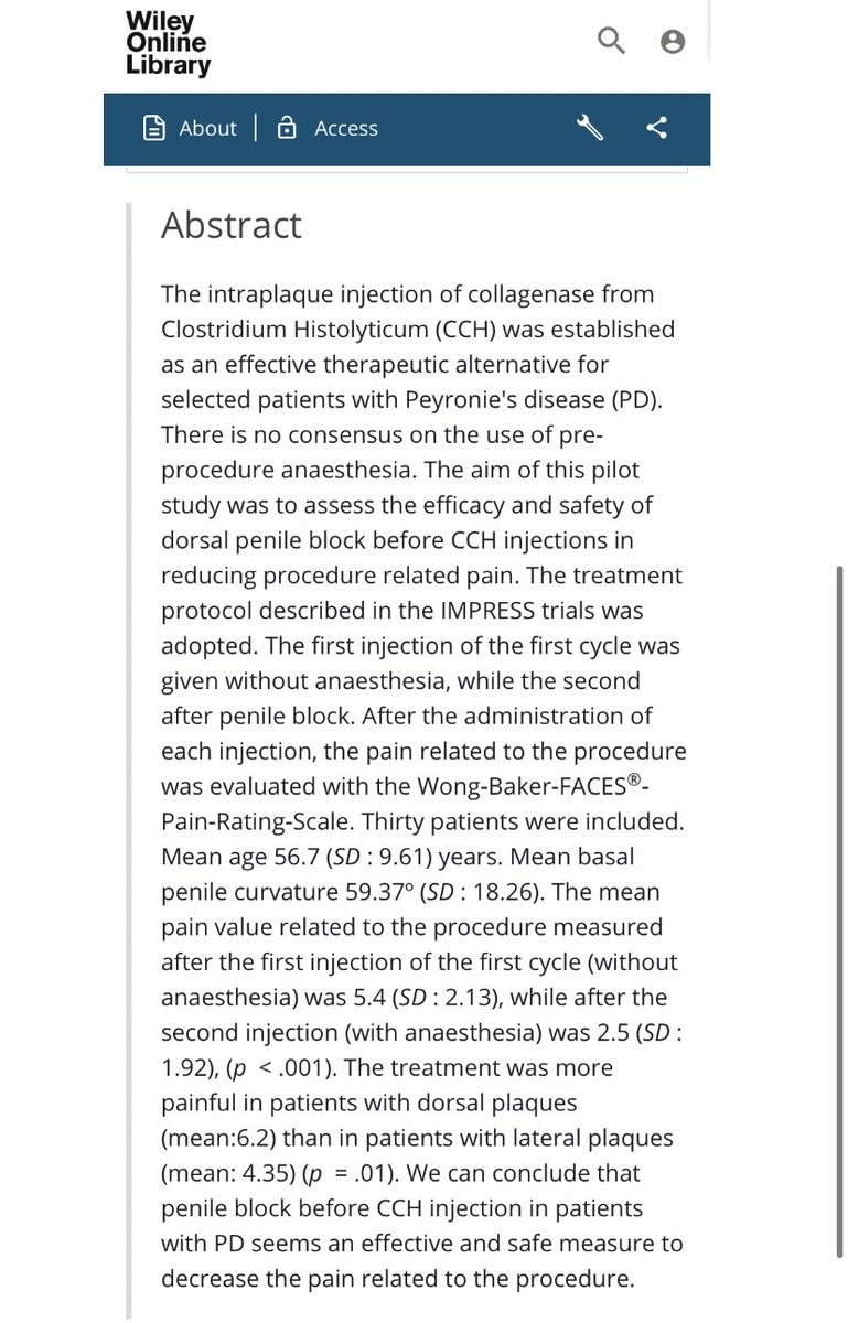 Our paper, just published on #andrologia discuss the role of #nerveblock before #collagenase injections in #peyroniedisease.Do you use it systematically? brings benefits?#UroSoMe @BorjaGarcaGmez1 @ManfrediCeleste @ManuelAlonsoUro @dr_romero_otero @MedinaPolo1