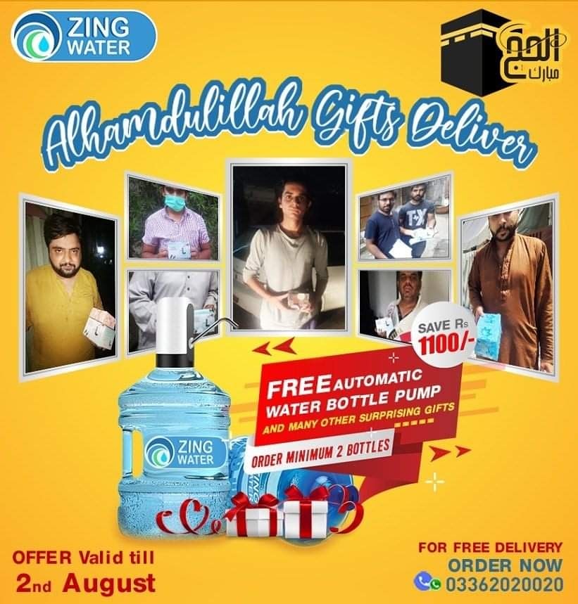 ZingWaterPK's tweet photo. All hajj Offer gifts Has been delivered . These are some pictures . As zing Water promised its Delivered. 
#ZingWater #BestQuality #Family #ChildCare #ArsenicFree #HajjOffer #Blessings #FreeDelivery #Love #Respect #Lahore https://t.co/kHsHiNyAMD