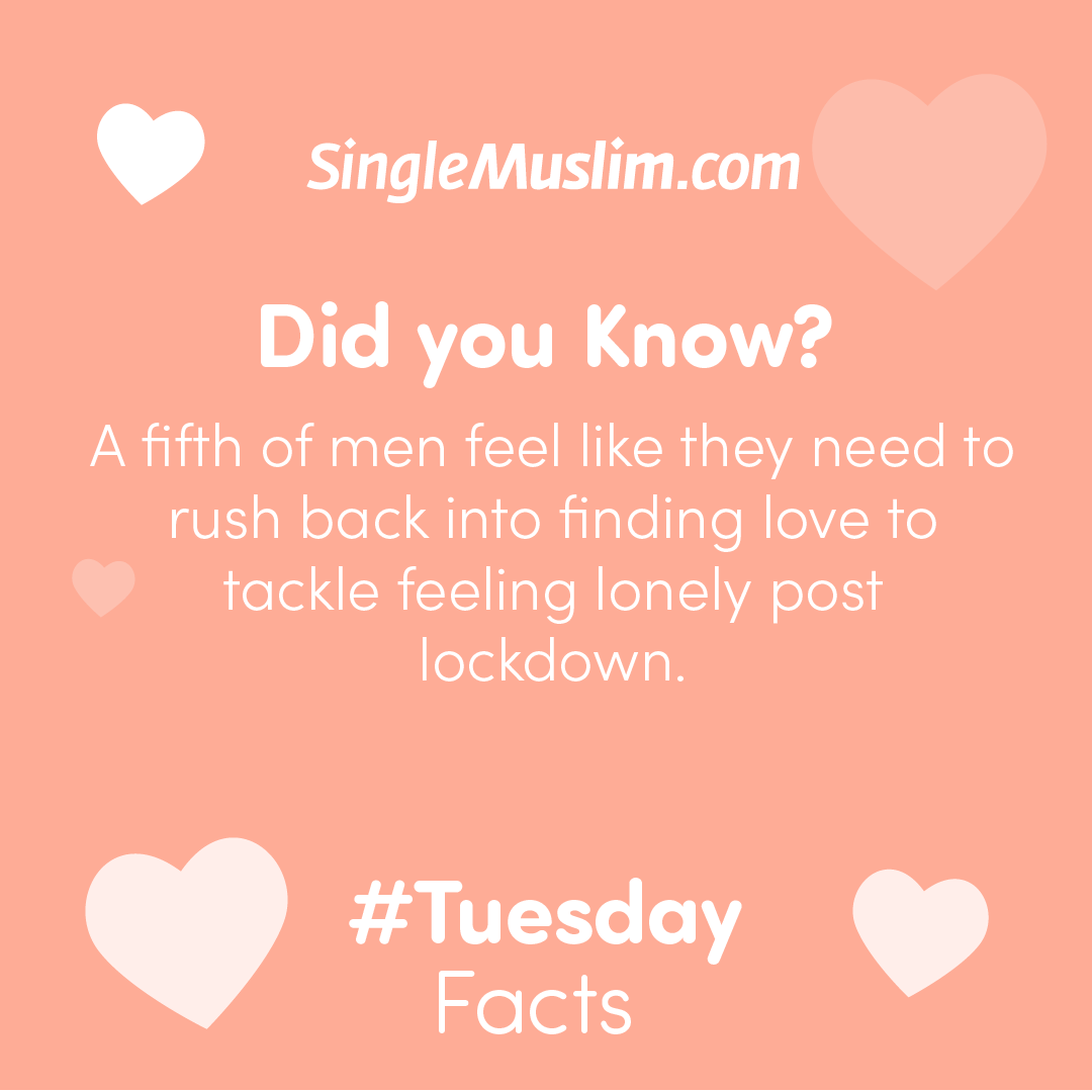 SingleMuslimCom's tweet photo. π΅οΈ Some interesting #Tuesdayfacts here.
Did lockdown make it harder for you to find a marriage partner? Tell us why below: π
#Lockdown #Facts #FYI #Marriage #Love #Marriagegoals #Nikkah #Muslimtips #Muslimcheck https://t.co/0jVjDHz3Oe