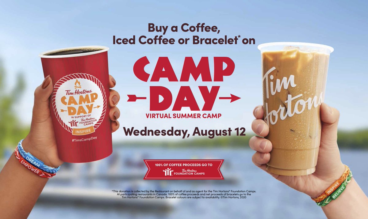 CanadiensMTL's tweet photo. Happy #TimsCampDay!

100% of proceeds from regular and iced @TimHortons coffees today will go towards @TimsCamps. 🏕️

Visit https://t.co/ohzhoNPN6W to learn more. https://t.co/TjYNmZEsUz