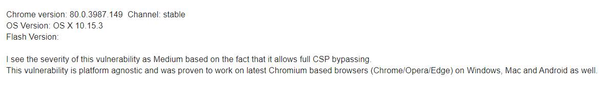 Totocellux's tweet image. #Vulnerabilities: Full #ContentSecurityPolicy Bypass While Evaluating A #JavaScript-URL In #iFrame - bit.ly/2FfoPX8-Ttx @perimeterx via Chromium.org 
𝞝
CVE-2020-6519
#CyberThreats #CyberSecurity
#InfoSec #CyberAttacks
#WebBrowsers  #CSP
#Chrome #Opera #MSEdge