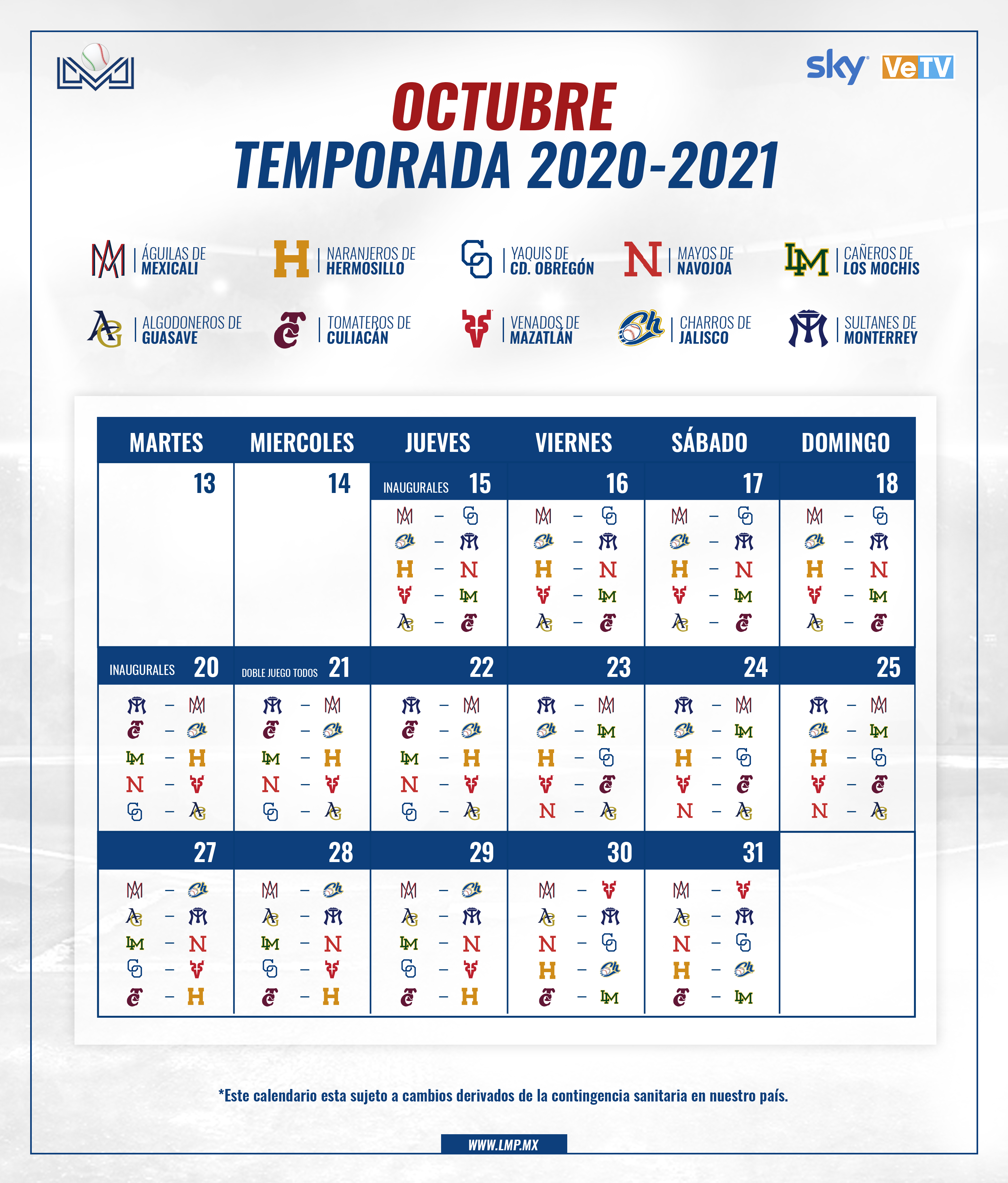 Calendario LMP 2020-21