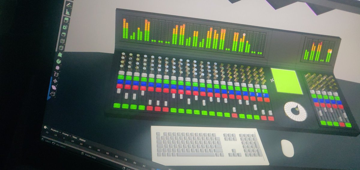 ThatOneDevelop1's tweet photo. @sziwipx Mixing console is modelled and I've just used different emissions on different parts to create the look and feel of the console. https://t.co/ZpPTdCEa6F