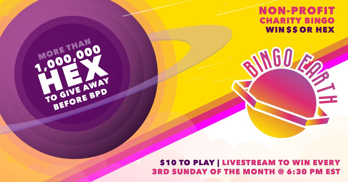 BingoEarth's tweet photo. This week another 100,000 HEX are up for grabs!! Come play with us Sunday the 16th @ 6:30 EST! https://t.co/hAS6oknWig https://t.co/HAHk1aLydl