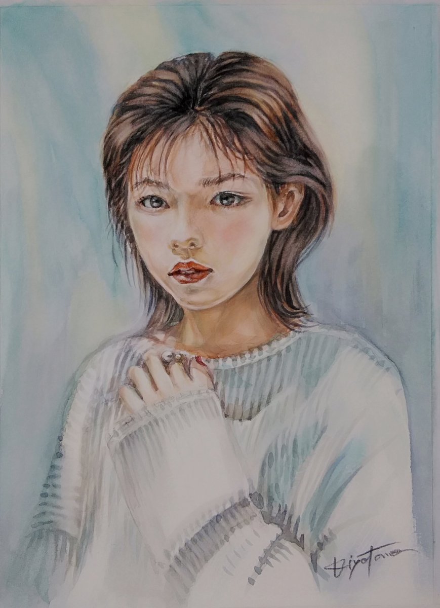 美人画　水彩画