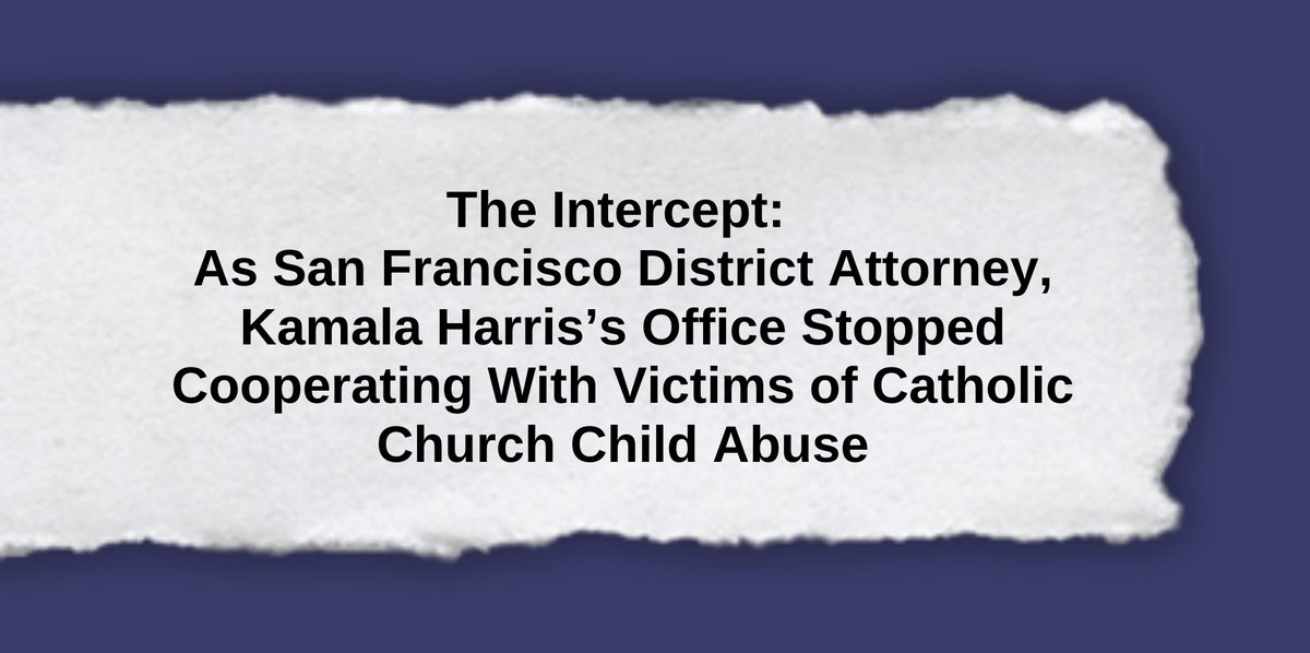 Joe Biden claims that Kamala Harris started her career focusing on prosecuting child sexual assault cases. The facts:  https://theintercept.com/2019/06/09/kamala-harris-san-francisco-catholic-church-child-abuse/