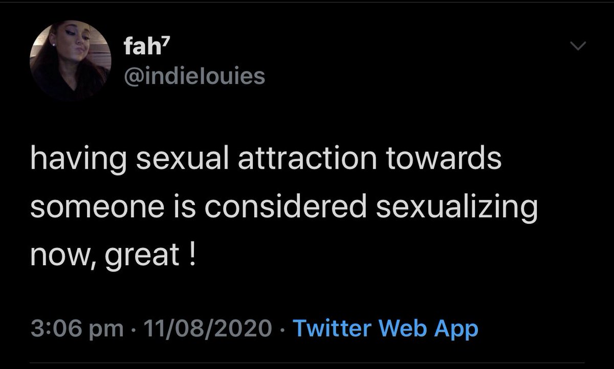 TW// sexSexual attraction towards someone is still sexualisation. It’s just a matter of, “Did I or did I not objectify/disrespect this person?”Example:“H is hot.” Did not objectify.“I want to suck H’s dick.” Did objectify.