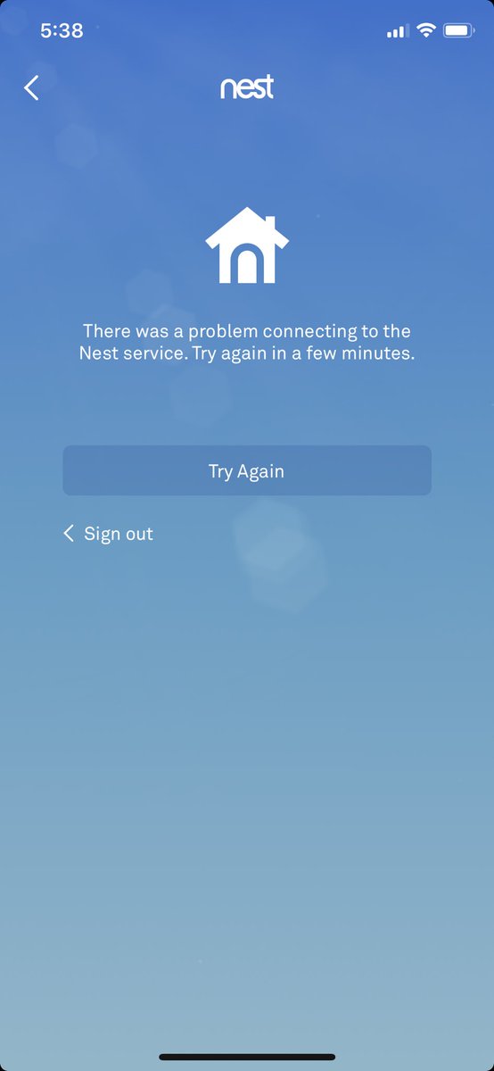sarahdkatz's tweet photo. @googlenesthelp I haven’t been able to log in to either the Google Nest iOS app or the web-based service since approx. 5pm ET today. I get error messages each time. Any idea when this problem will be fixed? Thanks. https://t.co/xjry2EsrZq