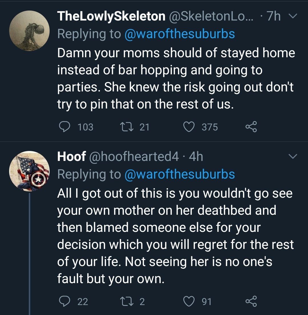 CircleToonsHD's tweet photo. The straight up fucking ignorance and evil in the comment section of this man's post is unbelievable.

The fact that people will sooner ridicule a man that lost his mother during a pandemic, than be a part of the fix is fucking astounding.

It's so easy to NOT be a shit human. https://t.co/kAU8DSG34R