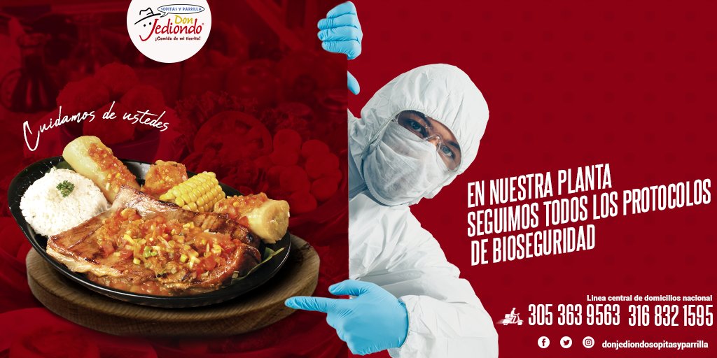 donjediondos's tweet photo. En Don Jediondo Sopitas y Parrilla cuidamos de los nuestros y cuidamos de ti, por eso en nuestra planta de producción seguimos todos los procesos de bioseguridad para brindarles a nuestros clientes tranquilidad y seguridad a la hora de consumir nuestros platos!!! https://t.co/NCoSROlpFO