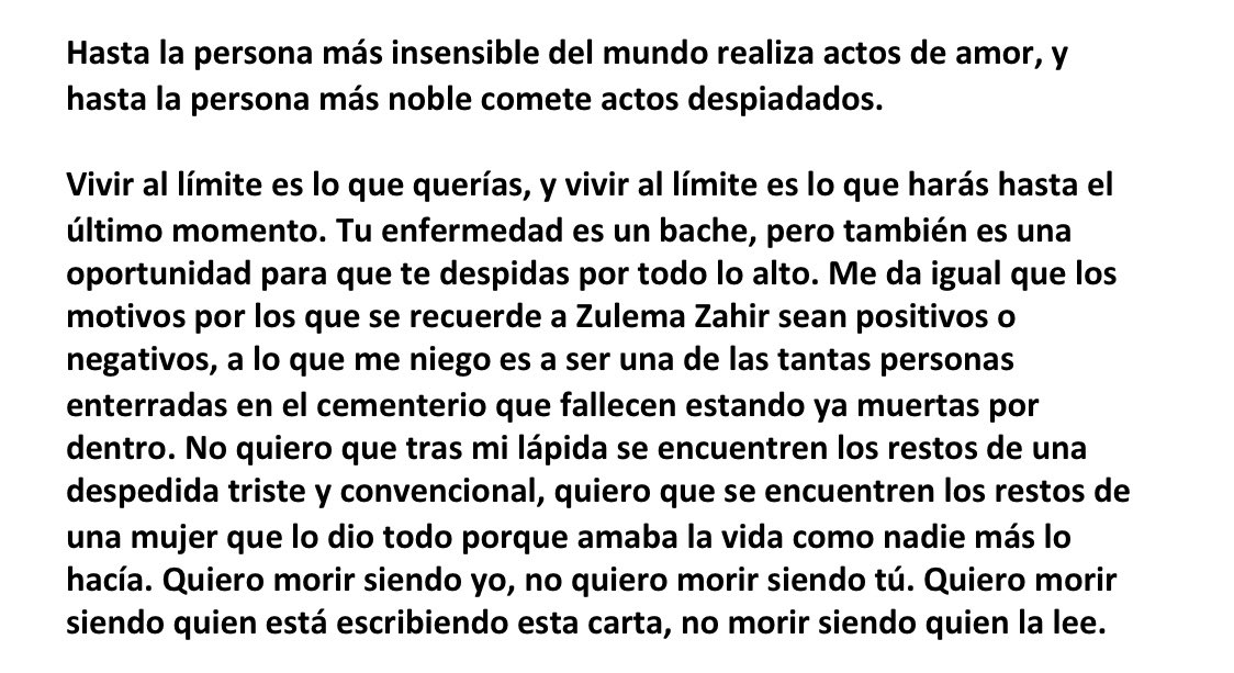 latchzz's tweet photo. Una carta escrita por Zulema, después de que fuera consciente de la existencia de su tumor, cuya destinaria es ella misma. Una carta que decidió hacer para asegurarse de que tendría algo en lo que apoyarse si perdía la memoria antes de que decidiese buscar su muerte. https://t.co/AP6Shzl1B8