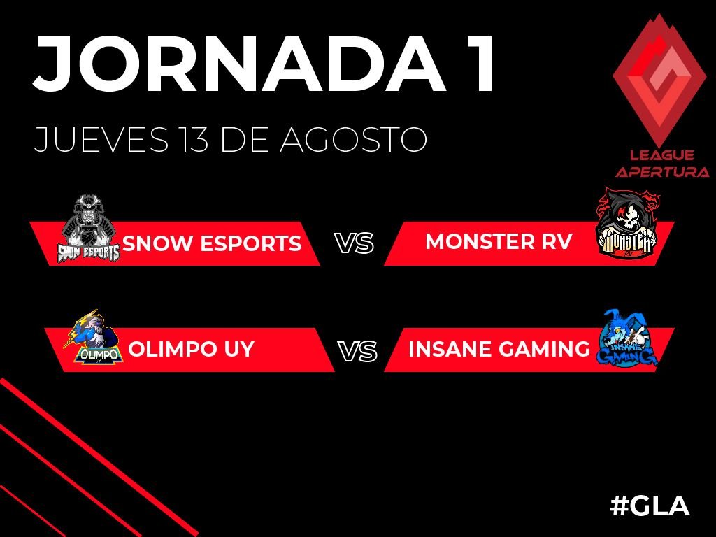 grandleague_cr's tweet photo. Ya tenemos los partidos en la jornada 1 de la fase de grupos!

Grupo A
@SnowEsportsCR vs @RV_MONSTER_

@OlimpoUy vs @InsaneGamingARG https://t.co/0VFvKGhiJy