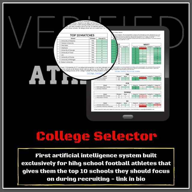 Danny at Verif'd Athletics (@dannyverath) on Twitter photo Take our College Selector to learn what schools are a good fit for you!
<a href="/Ver_Athletics/">V e r i f i e d A t h l e t i c s</a> #CollegeFootball Take our College Selector to learn what schools are a good fit for you!
<a href="/Ver_Athletics/">V e r i f i e d A t h l e t i c s</a> #CollegeFootball