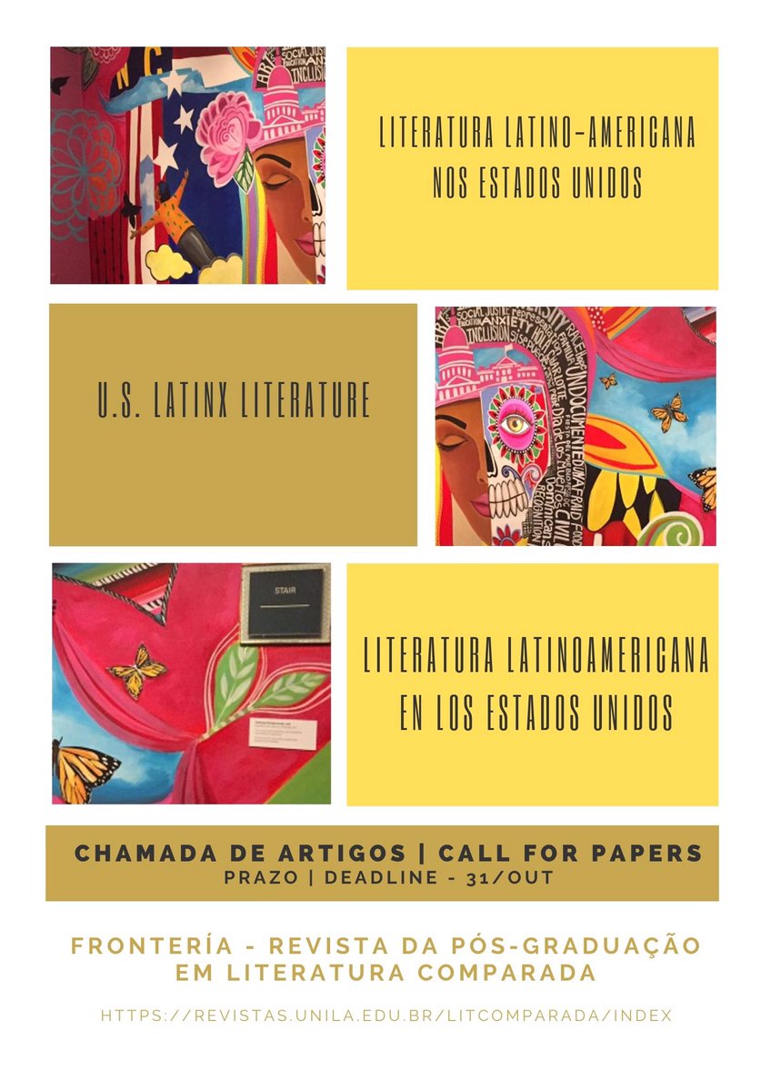 Check out this Call for Papers on U.S. Latinx Literature!! Accepting submissions in English, Portuguese, and Spanish

More info at: revistas.unila.edu.br/litcomparada/i…

#cfp #LatinxLiterature #Latinx