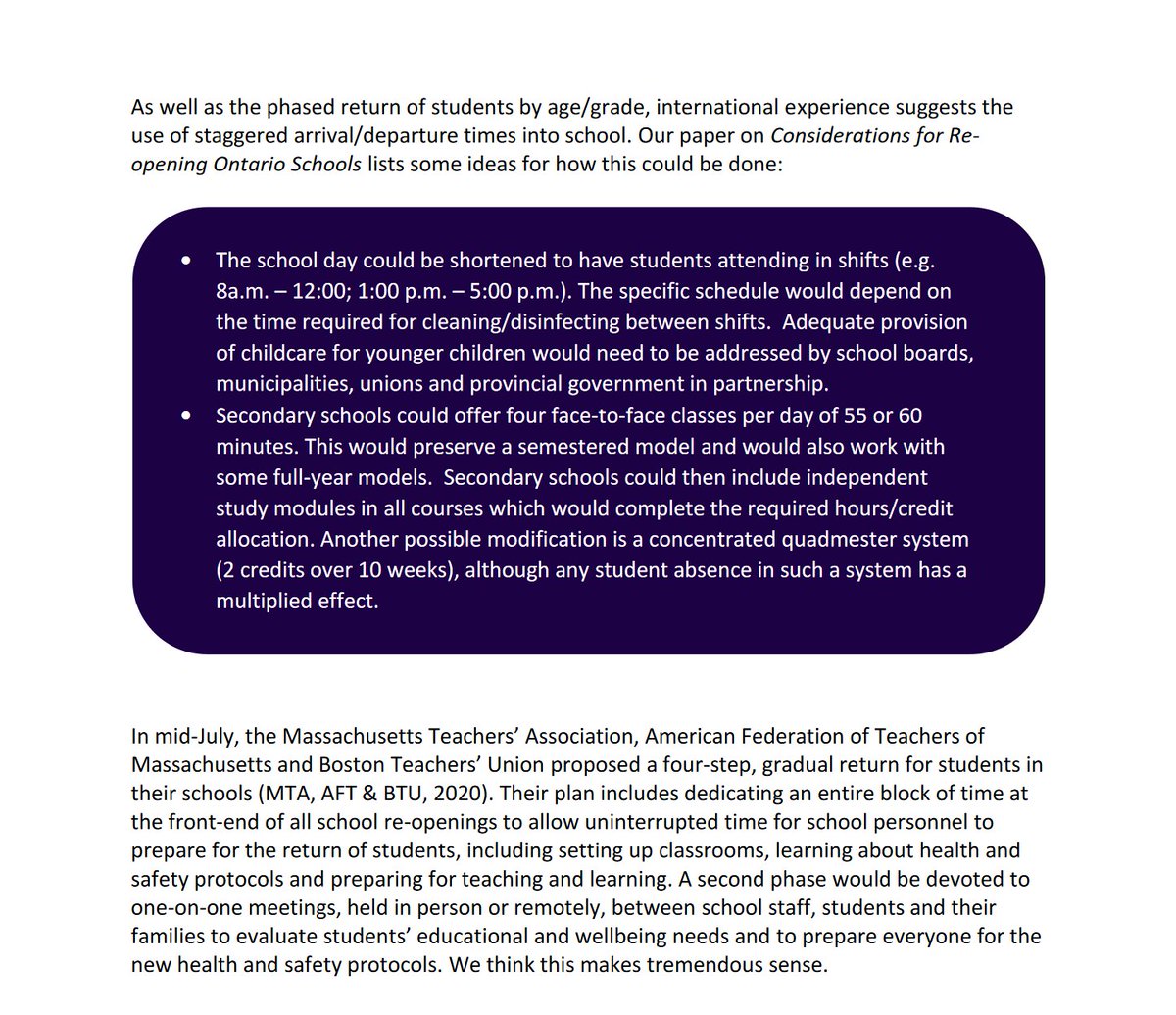 We are proposing 10 considerations for a  #GentleReturn to upcoming school year:1. A phased-in return  https://www.oise.utoronto.ca/preview/lhae/UserFiles/File/Gentle_Reopening_of_Ontario_Schools-2020.pdf #OntEd  #SafeSeptember  #BackToSchool /2